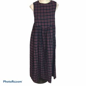Vintage 80s 90s Laura Ashley Vintage Plaid Tartan Pinafore Dress 8 UK 6 US
